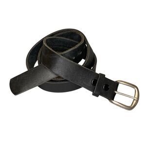 Belt Top Grain Leather Black Bauman & Co Mens’s Sz 44 Chrome Buckle